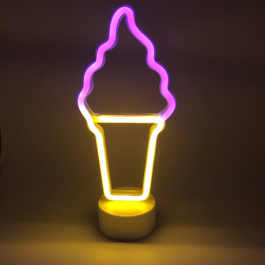 Led neonlys børn soveværelse dekoration bordlampe is form natlys nødbelysning