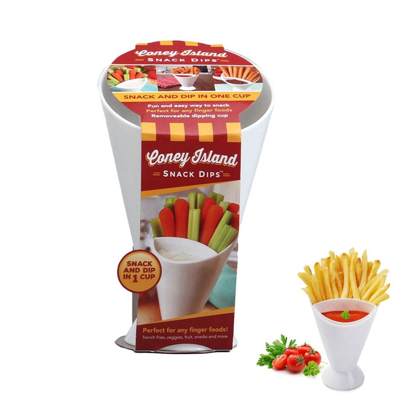 Zelf Stand 2 In 1 Franse Fry Cone Met Dompelen Cup Aardappel Tool Servies Frieten Chip Aardappel Chip Kegel holder Cups