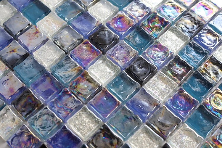 Sugar White Purple Blue Glass Mosaic Tile Backsplash JMFGT2010 Bathroom Kitchen Backsplash Glass Wall Tiles