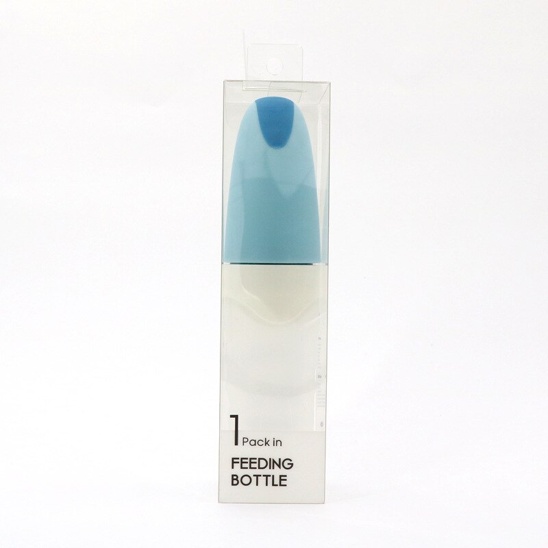 Biberones de alimentación con ventosa para bebé, botellas de alimentación de silicona para niños pequeños, de entrenamiento, cuchara, 90ML: Blue With Box