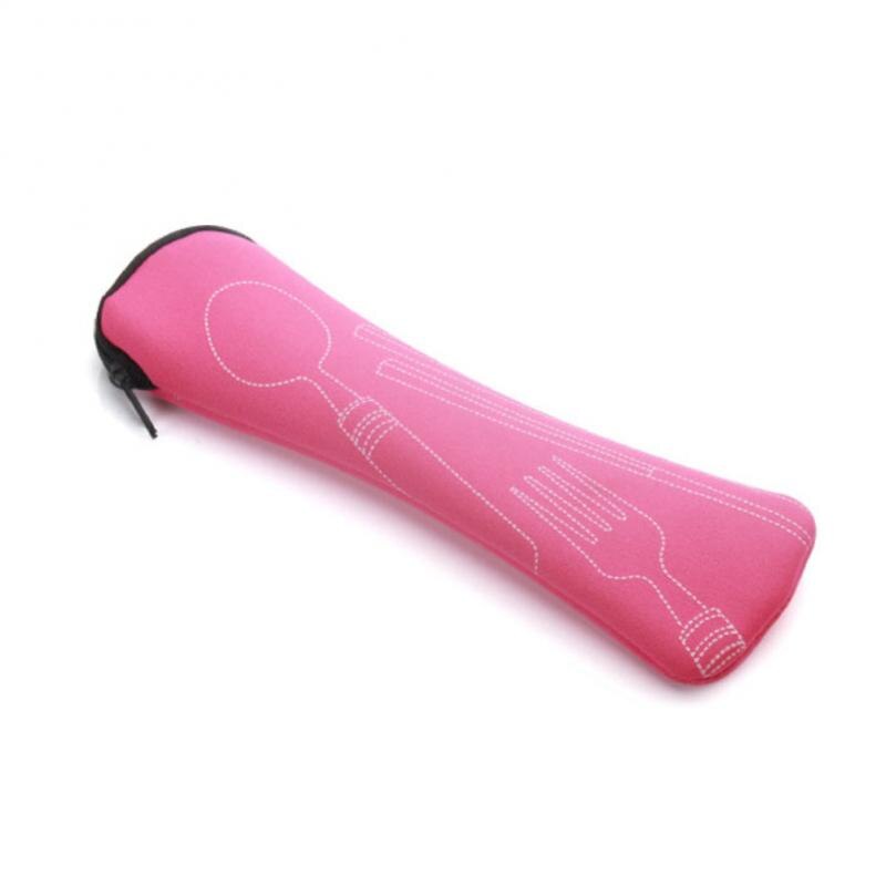 Portable Tableware Bag Cutlery Bag Dinner Set Travel Packaging Storage Box Dinnerware Picnic Fork Spoon Bag Tableware with Bag: Pink only bag