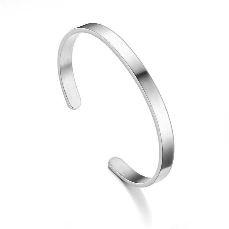 6MM Klassische Schwarz Manschette Männer Armbänder Armreifen Edelstahl Luxus Armreif Armbinde Für Männer Frauen Schmuck Pulseras: Silber-