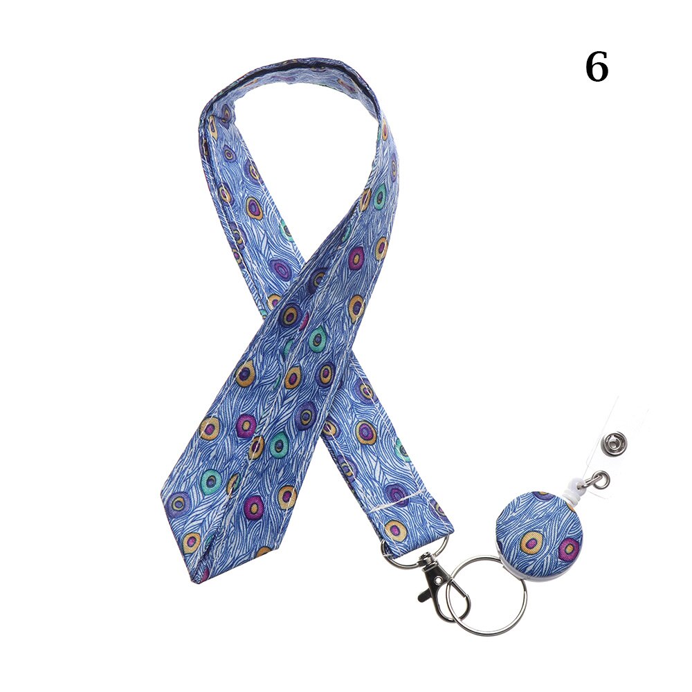 1PC Printed Fabric Lanyard Badge Reel ID Card Holder Clip Mobile Phone Neck Hanging Rope Floral Print Straps Office Supplies