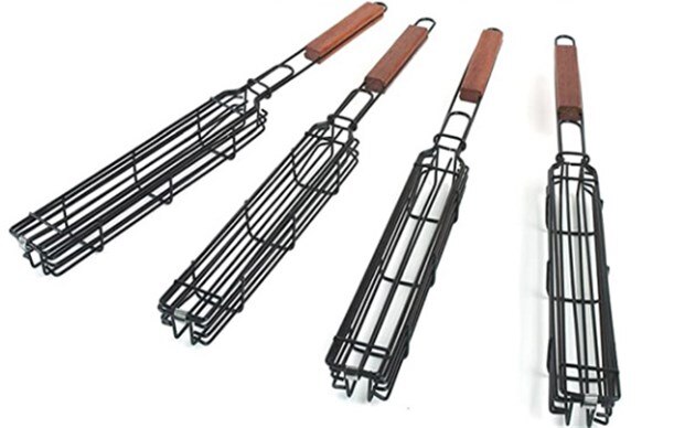 Parrilla de Metal para barbacoa, malla para barbacoa es asador de pescado portátil herramientas para cesto accesorios de cocina: 4pcs