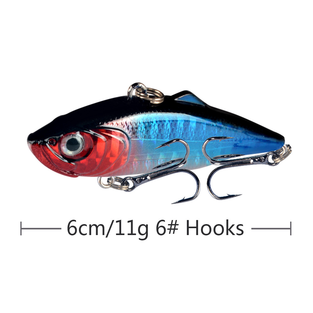 Señuelo de pesca con vibración VIB, 6cm, 11g, fundición larga, Rattlin Iscas, Wobbler Artificial, cebo duro de plástico, aparejos de carpa para nadar, 1 Uds.: Azul