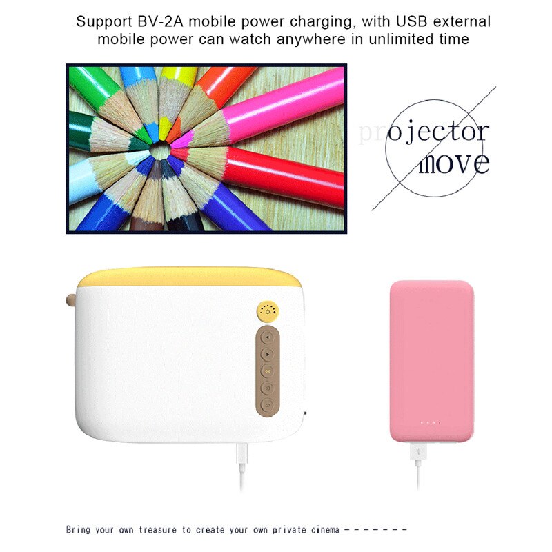 Portable Projector YG200 Mini LED Pocket Projector Home Beamer Kids USB HDMI Video Optional Battery