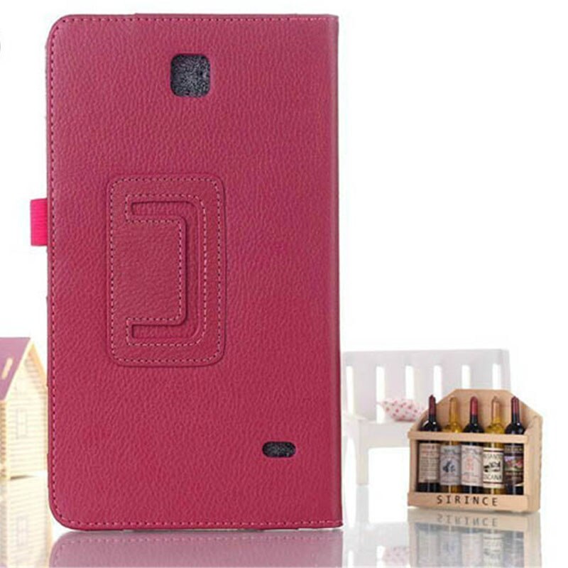 Luz peso trabajador litchi PU cuero funda con soporte Tablet funda para Samsung Galaxy Tab 4 7,0 T230 T231 T235 SM-T231 SM-T230: rose red