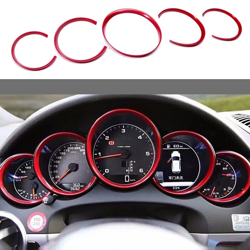 Acessórios interiores do carro painel do carro medidor anel cobre guarnição para-porsche cayenne 958 2011-2018: Red