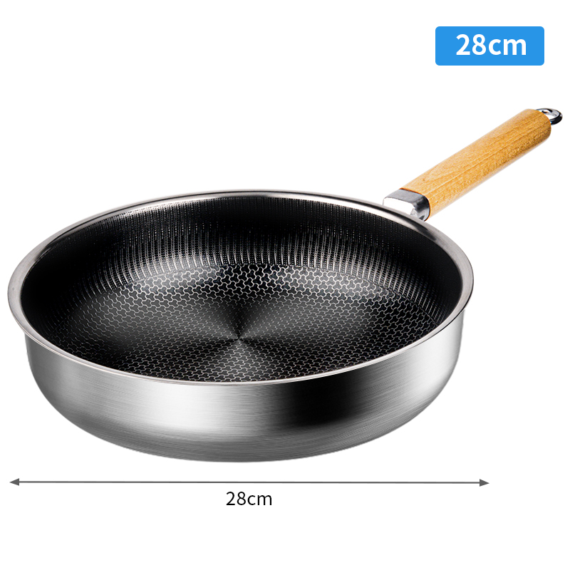 316 Stainless Steel Frying Pan Steel Skillet 3 Ply Cookware Deep Frying Pan Egg Cooking Pan Induction Cooker Gas Stove General: 28cm wok