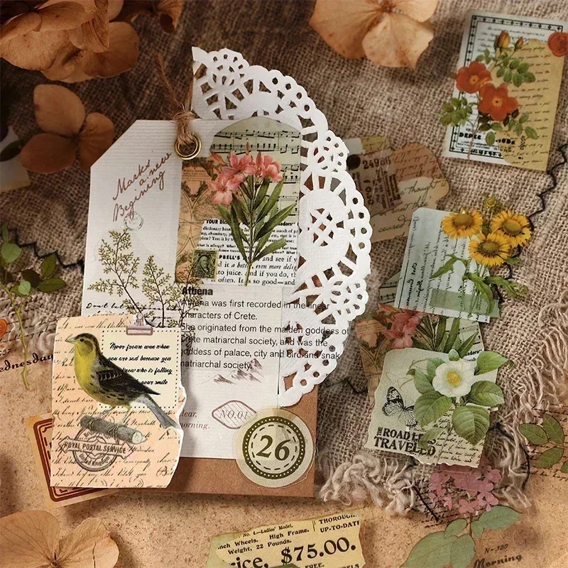 JIANQI 20 pièces PET découpé autocollants livre plante fleur étiquette décorative à la main Scrapbooking matériel journal Album artisanat fournitures