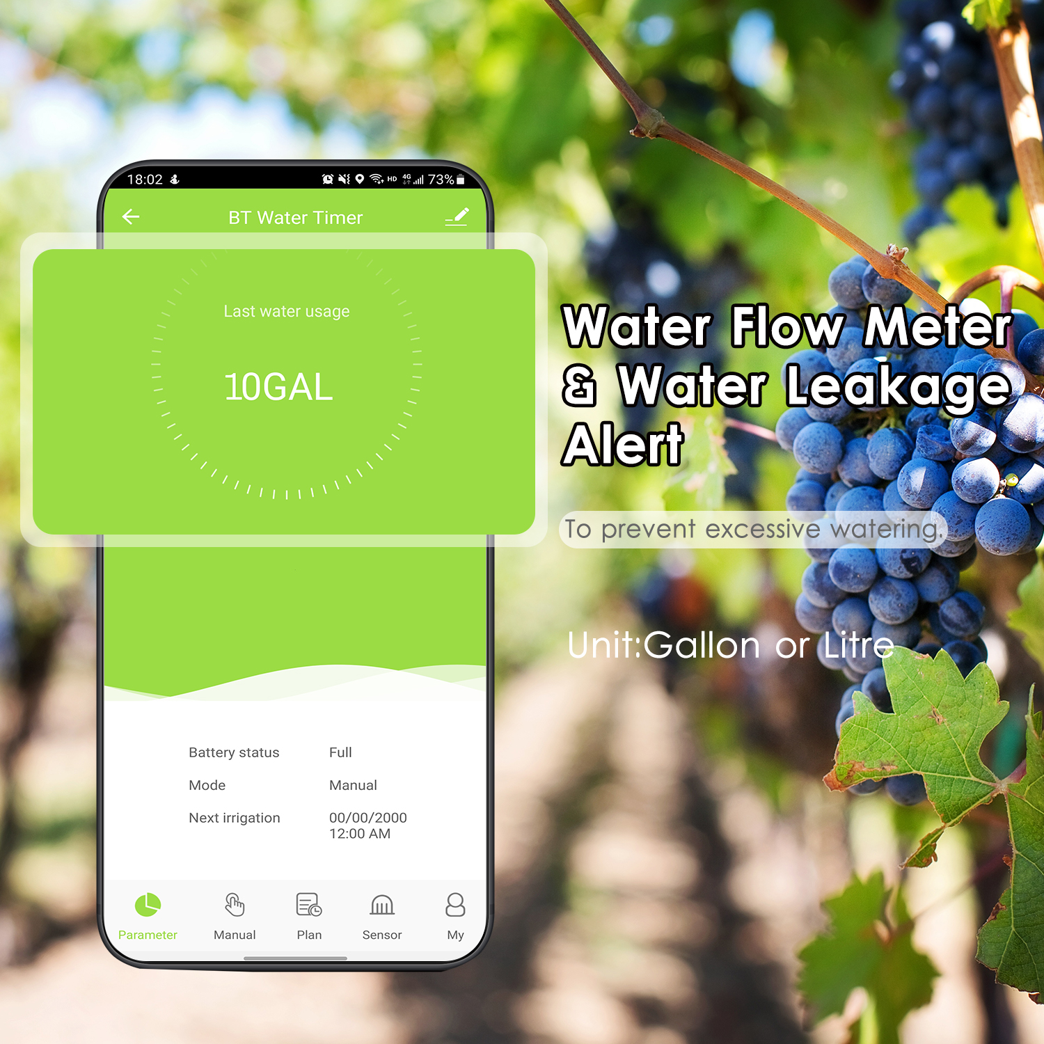 Programmable BT Water Timer Hose Faucet Timer Outdoor Water Flow Meter Automatic Watering Sprinkler System Irrigation Controller