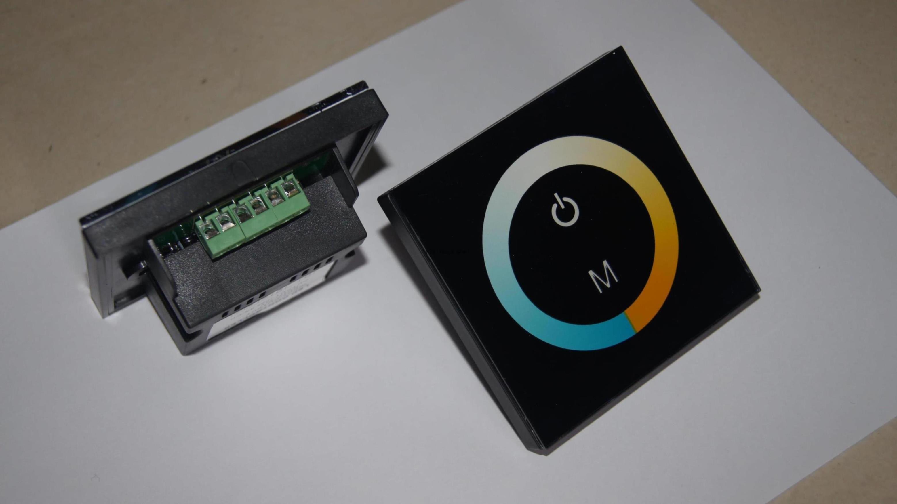 Led dimmer controller, color temperature Touch Panel wall mounted Controller DC12V-24V 2 Channels, TM07