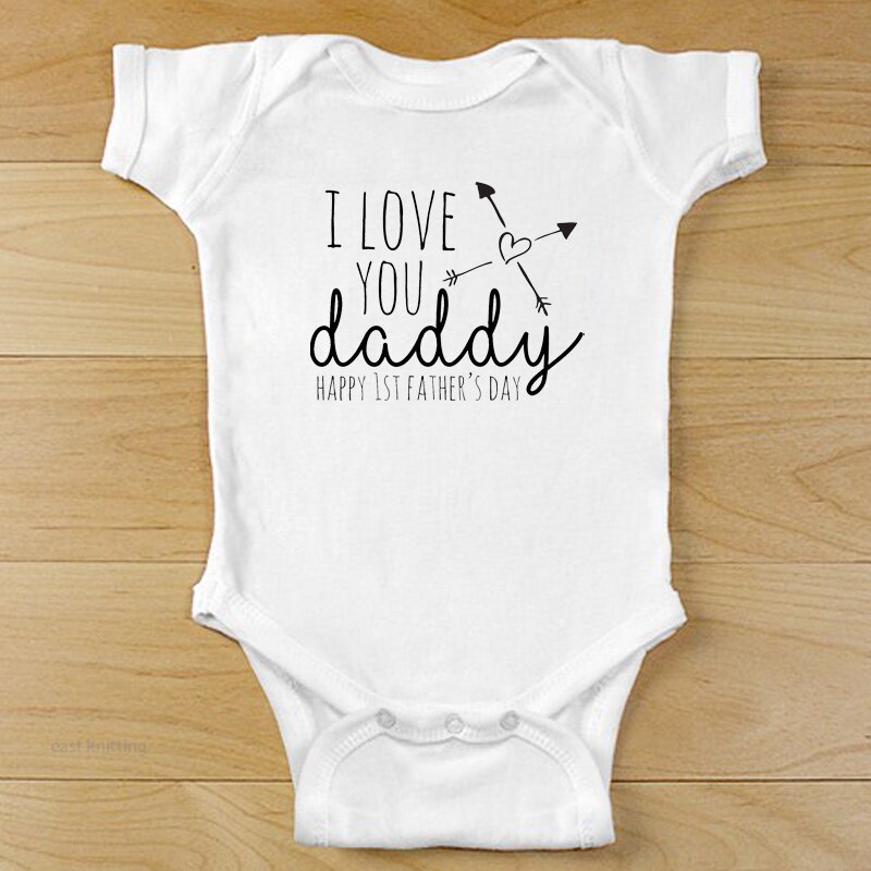 Shirerty nowe chłopięce dziewczęce pajacyk dziecięcy z krótkim rękawem bawełna kocham cię tatuś listy letnie ubrania dla dzieci