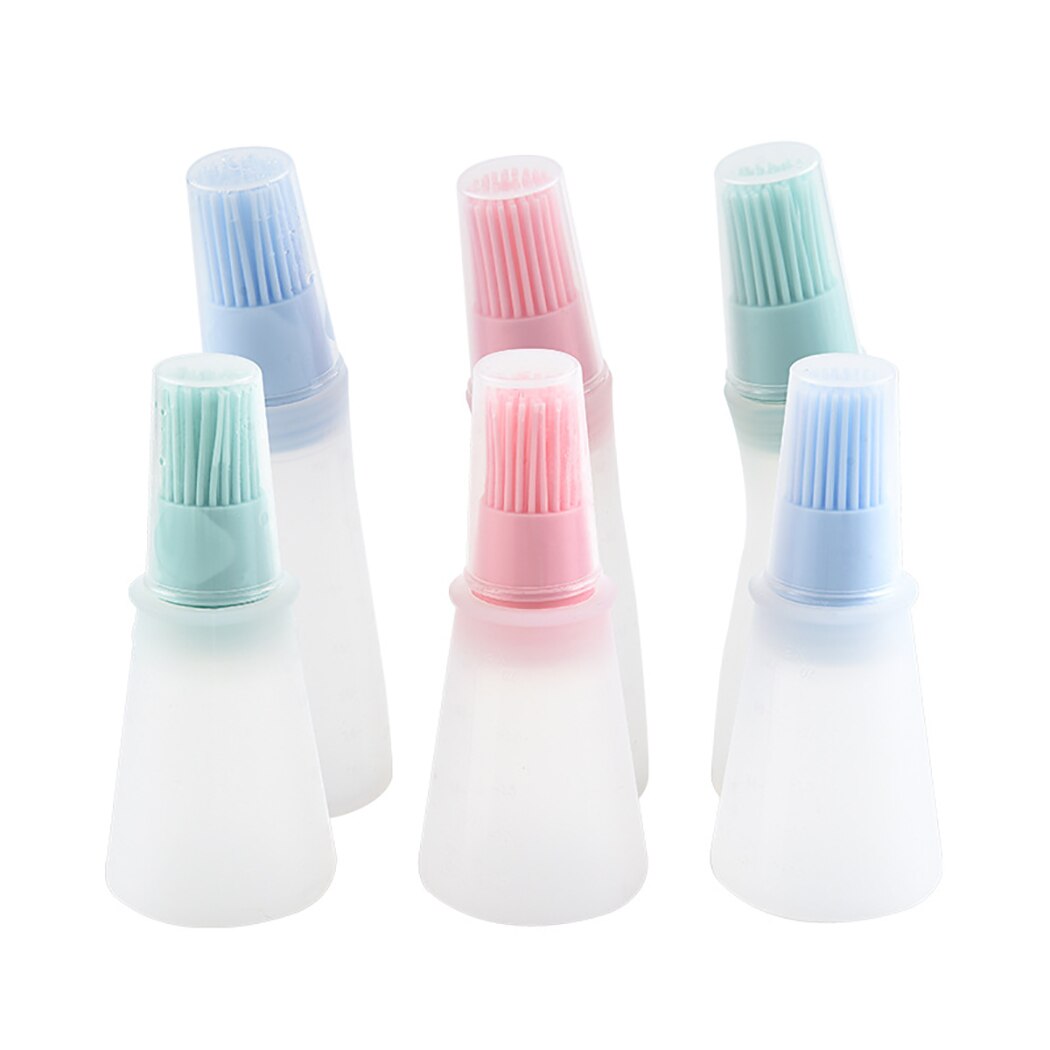 Oil Bottle Brush With Lid Silicone Basting Brush Oil Dispenser Brush Grill Baking Cooking Tool Barbecue Brush Kitchen Gadgets