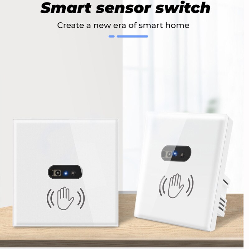 Smart Wall Light Switch Infrared Sensor EU 90-250V 10A Crystal Glass Screen Panel On Off Electrical Power No Need To Touch