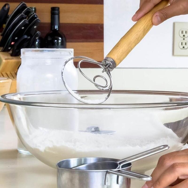 1PC Stainless Steel Danish Dough Whisk Blender Cake Mixer Tools Kitchen Dough Egg Bread Baking Pastry Mixer X4G1