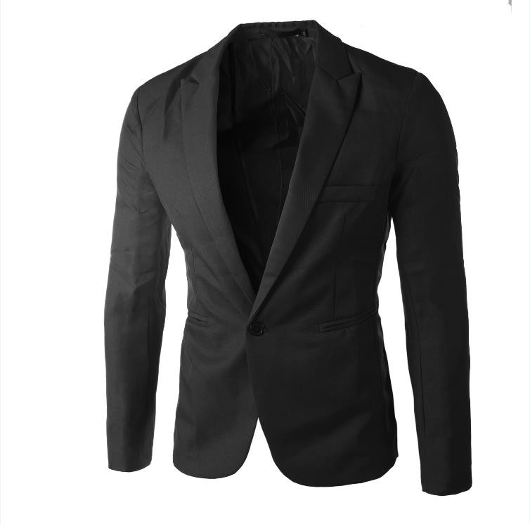 Chaqueta de traje de hombre sólido un botón Casual Blazer chaqueta normal de negocios Casual chaqueta: Black / XL