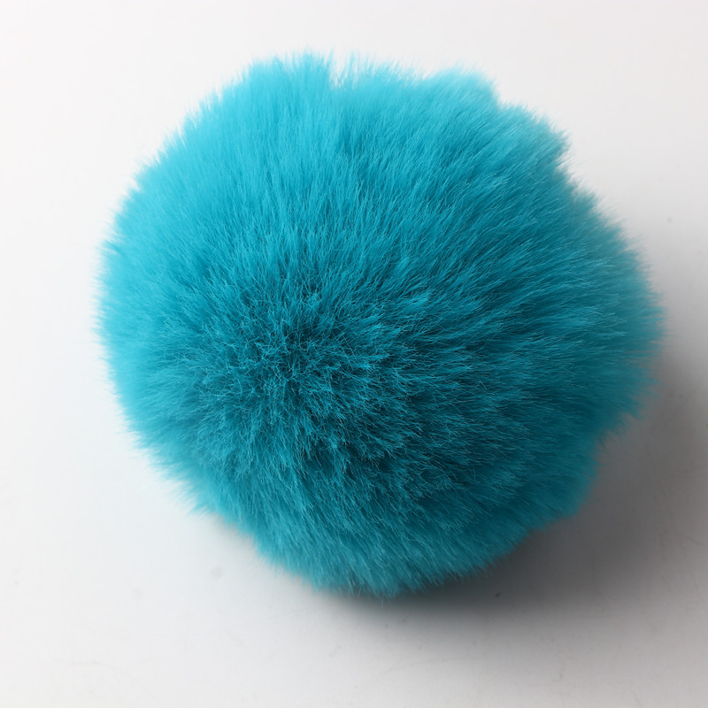 10 stuks 8 cm effen Rex konijn pompom sleutelhanger tas diy handgemaakte materialen en detailhandel kleuren ondersteunen mix en match: Blauw