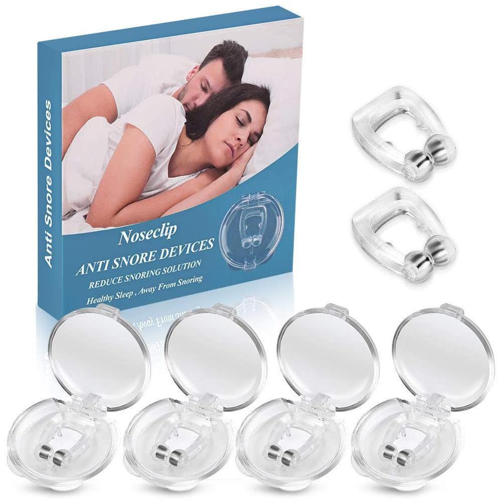 4 stk silikone magnetisk anti snorke stop snorken næse klip sove bakke sovemiddel apnø vagt nat enhed med etui
