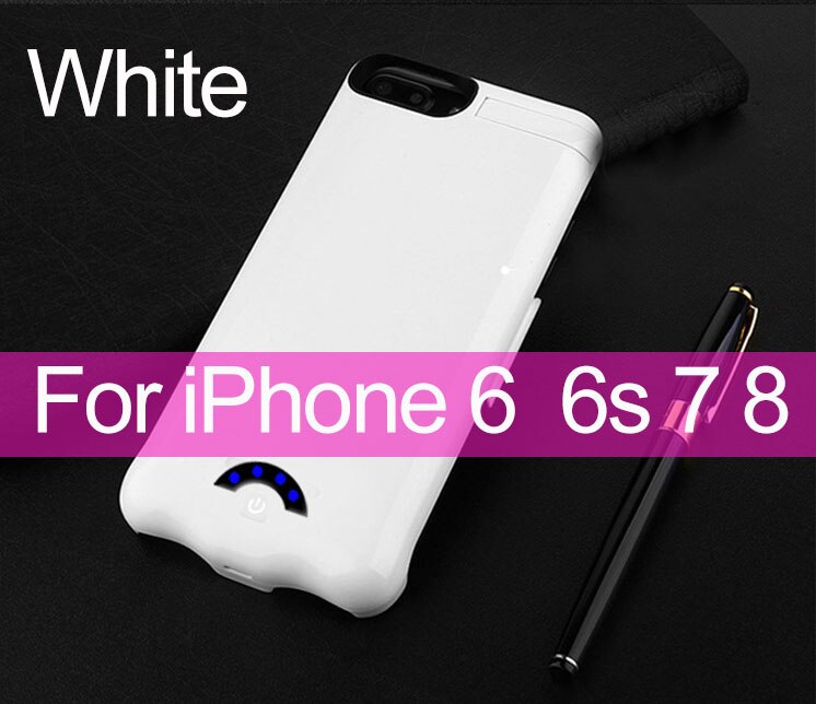 10000mAh Battery Case For iPhone 6 6S 7 8 External Battery Charger Case For iPhone 6P 6SP 7P 8 Plus Power Bank Charging Case: 4.7 White