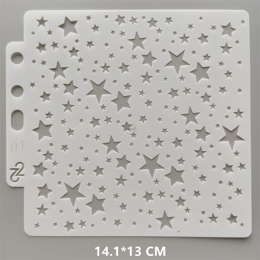 (26 stilarter) geometri grafik stencils maling prægning gør-det-selv scrapbooking materiale kort skabeloner papir album håndværk: Hvid