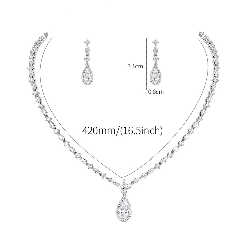 WEIMANJINGDIAN – collier et boucles d&#39;oreilles en cristal de zircone cubique, ensemble de bijoux de pour mariage ou Banquet,