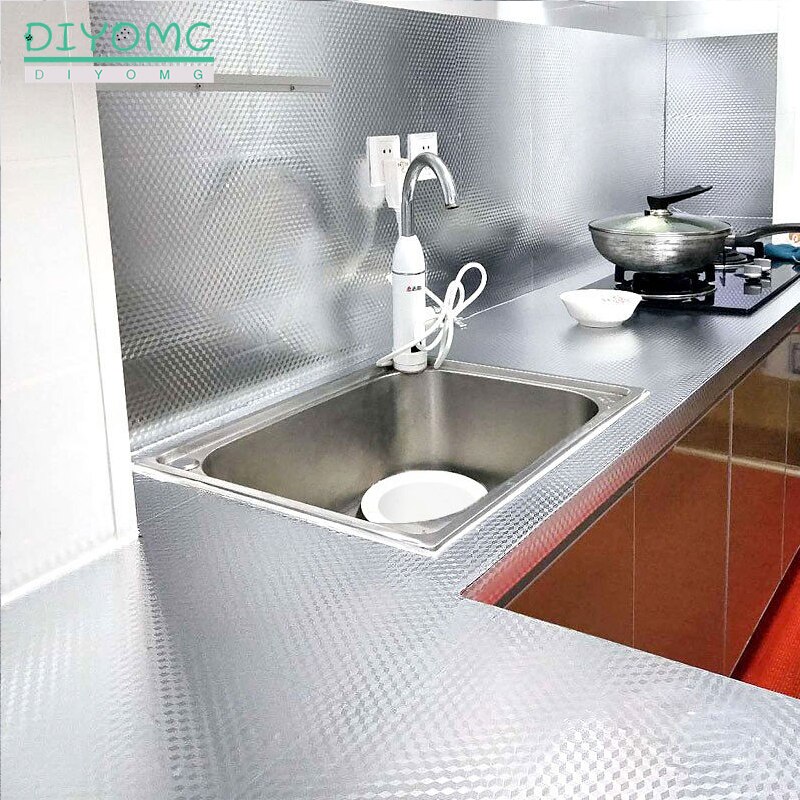 Brede 30/40cm keukenmuurstickers aluminiumfolie watervast zelfklevend behang oliebestendige fornuiskaststickers decorfolie