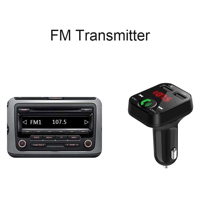 Modulador de transmisor FM con Bluetooth para coche, reproductor MP3, recibidor de Audio, compatible con tarjeta TF, inalámbrico, manos libres, Cargador USB Dual