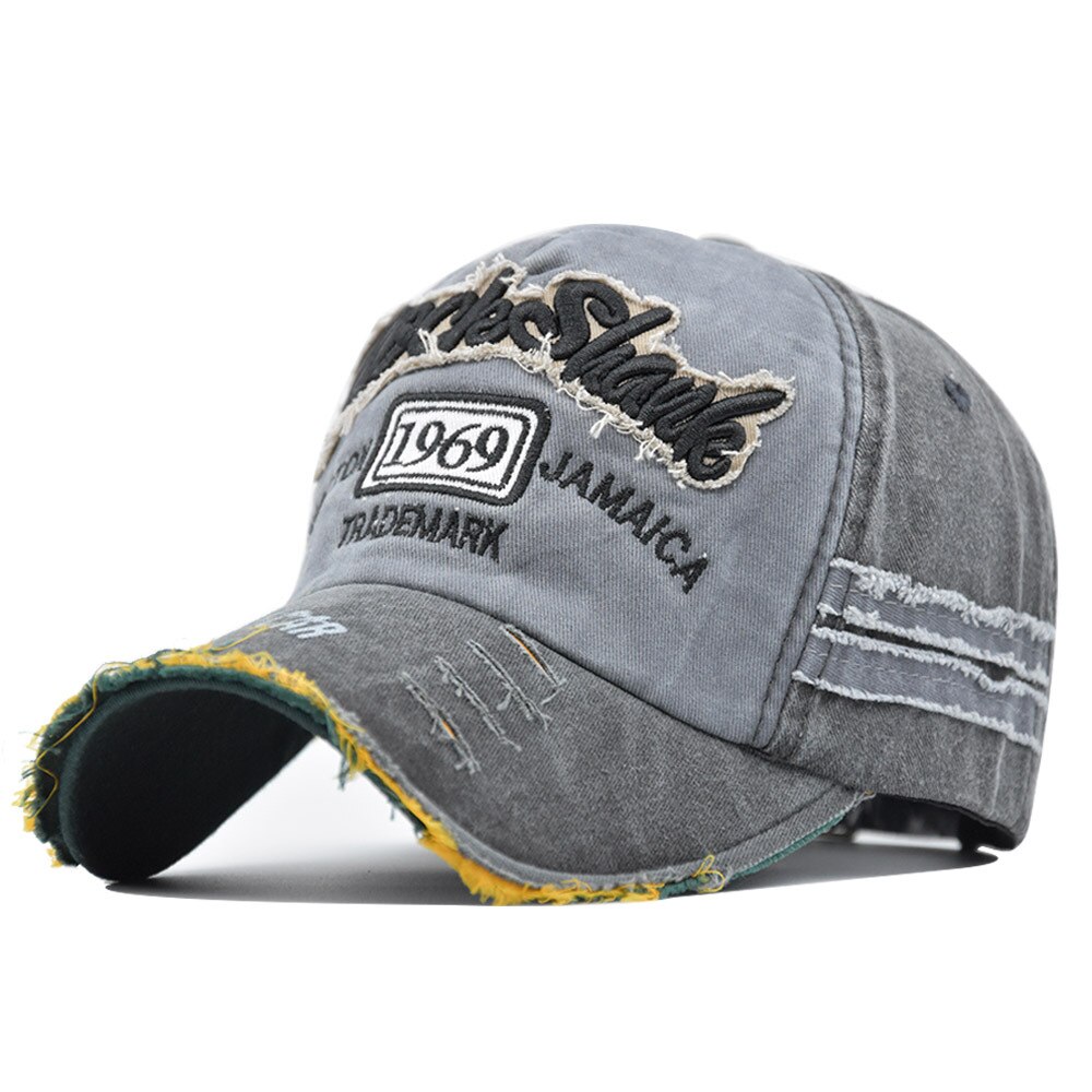 Baseball Caps Men and Women Retro Caps Stitching Letters Baseball Caps Outdoor Sports Sun Hats Washed Denim Tennis Caps: Grey And Black