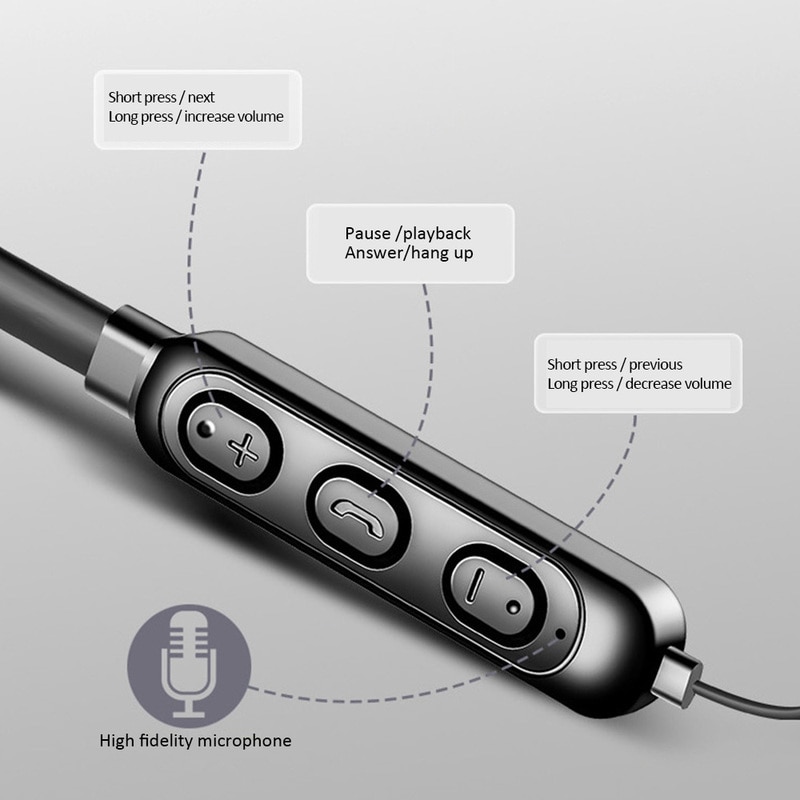 Bluetooth 5.0 draadloze oordopjes, nek draadloze hoofdtelefoon, lage sportheadsets voor iphone x, samsung, xiaomi, huawei, lg
