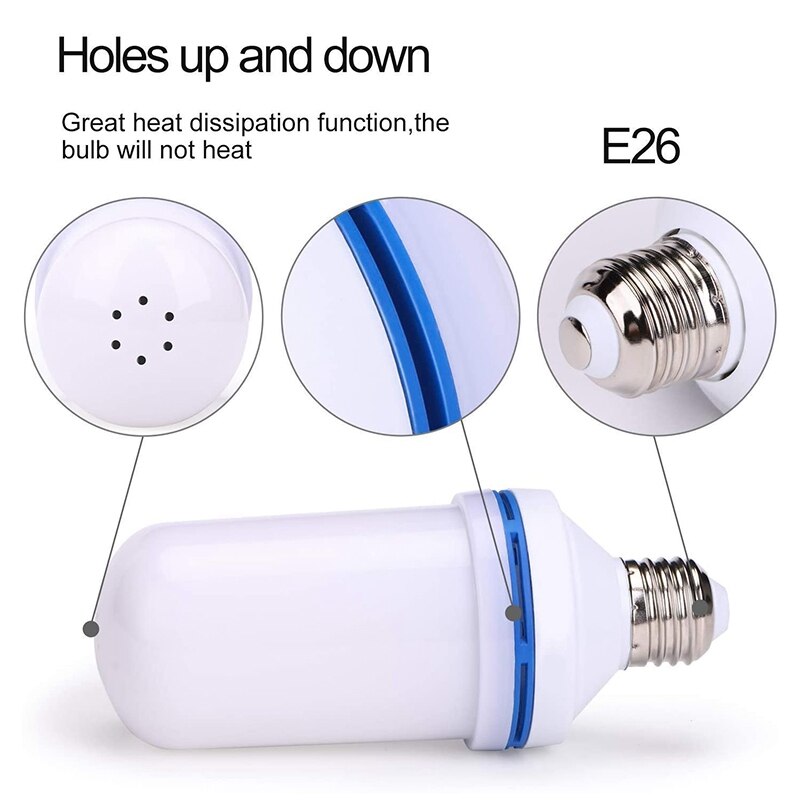 LED Flame Effect Light Bulbs ,4 Modes E26 Base Flickering Flame Light Bulbs for Outdoor Christmas Decoration