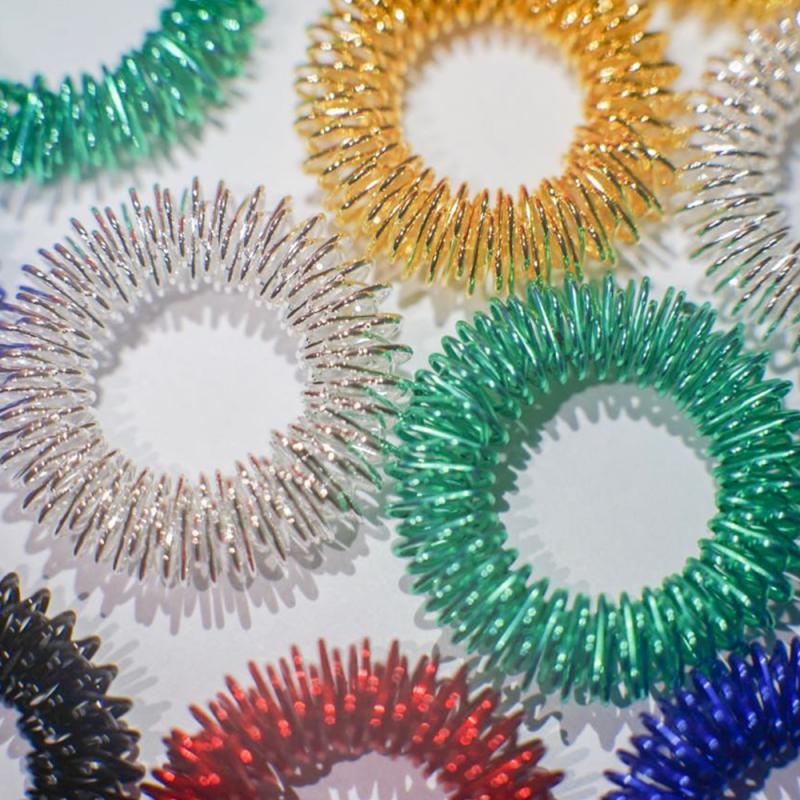 Finger Ring Toy Stress Relief Sensory Spring Fingers Rings Stress Anxiety Relief Finger Toys Spiky Finger Ring/Acupressure Ring