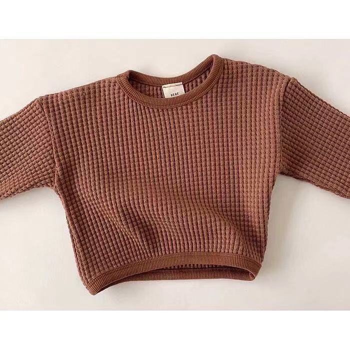 Bobotcnunu Herfst Baby Blouse Wafel Peuter Jongens Tops Korte Meisjes Kleding Casual Outfit: brown / 6M-66cm