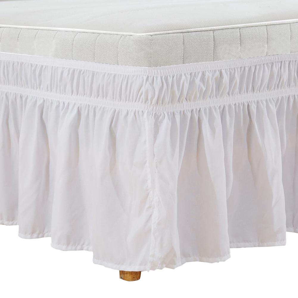 Polyesterfiber ensfarvet omkring bed nederdel elastiske flæser let pasform rynkebestandige seng nederdele faldones para camas