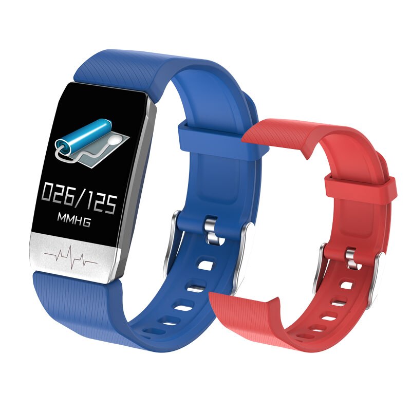 Temperatura Intelligente Banda 2020 Delle Donne Degli Uomini Braccialetto Intelligente Inseguitore di Fitness ECG Monitor di Frequenza Cardiaca di Smartband Per Android IOS Orologio Da Polso: blue add strap2