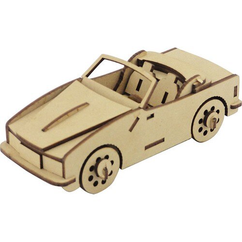 3D Wood Open Top Car Scale Model 41 Piece