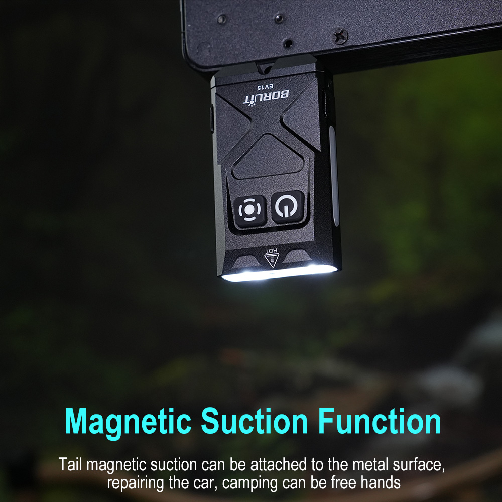 BORUiT EV15 EDC Keychain Flashlight 365nm UV Light Type-C Charging 1000LM Super Bright Mini LED Torch RGB Lamp Pocket Lantern