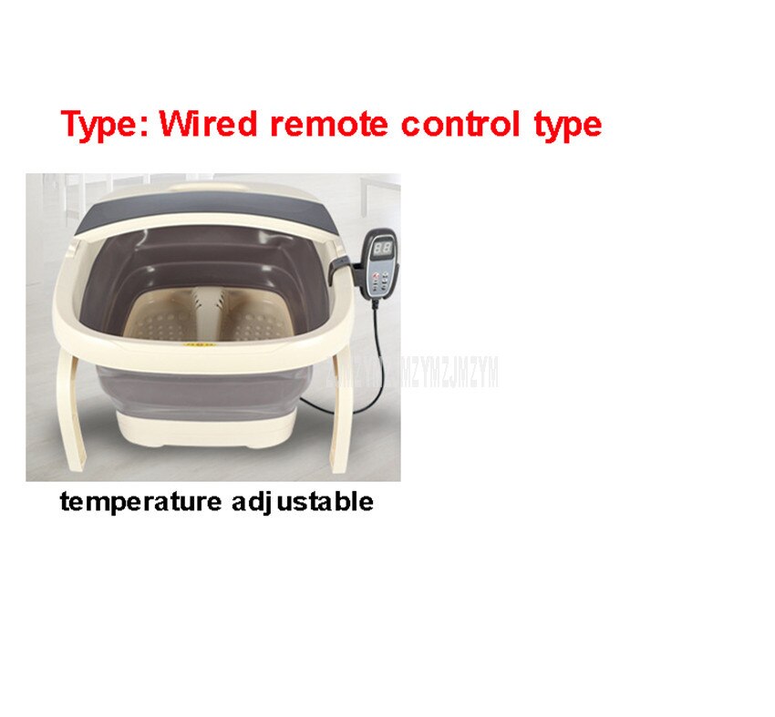 Masajeador eléctrico automático para pies, Dispositivo de masaje de pies con vibración, calor, burbujas de oxígeno, para aliviar la presión y relajación: Wired remote control