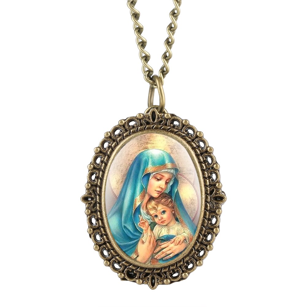 Quarz Taschenuhren Reines Maria's aufbringen Taschenuhr Jahrgang Oval bilden Uhr Anhänger Halskette Kette Beste für Männer frauen: 1