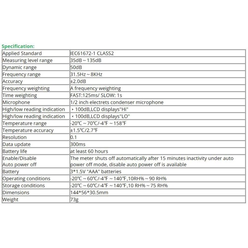 Digital Noise Meter Sound Level Meter 35-135 db Decibel Monitor Intelligent Logger Diagnostic Tool GN101
