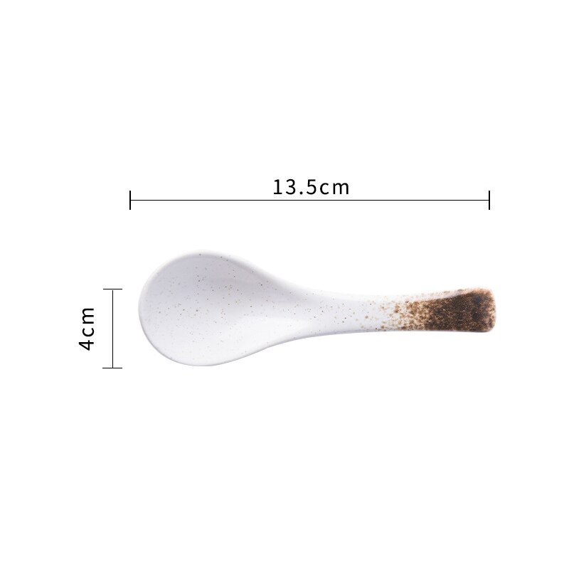 Cuchara de cerámica japonesa creativa, de estilo Retro utensilio de cocina, herramienta para sopa, cucharadita de Catering para Kicthen, vajilla, novedad: E