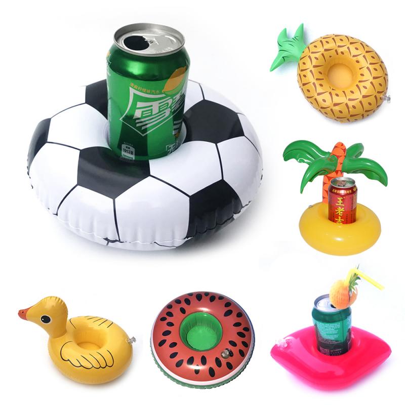 6 stilarter mini flydende kop oppustelige sjove legetøj kokosnød træ / gul and / pinapplecup holder swimmingpool flåder drikke indehavere