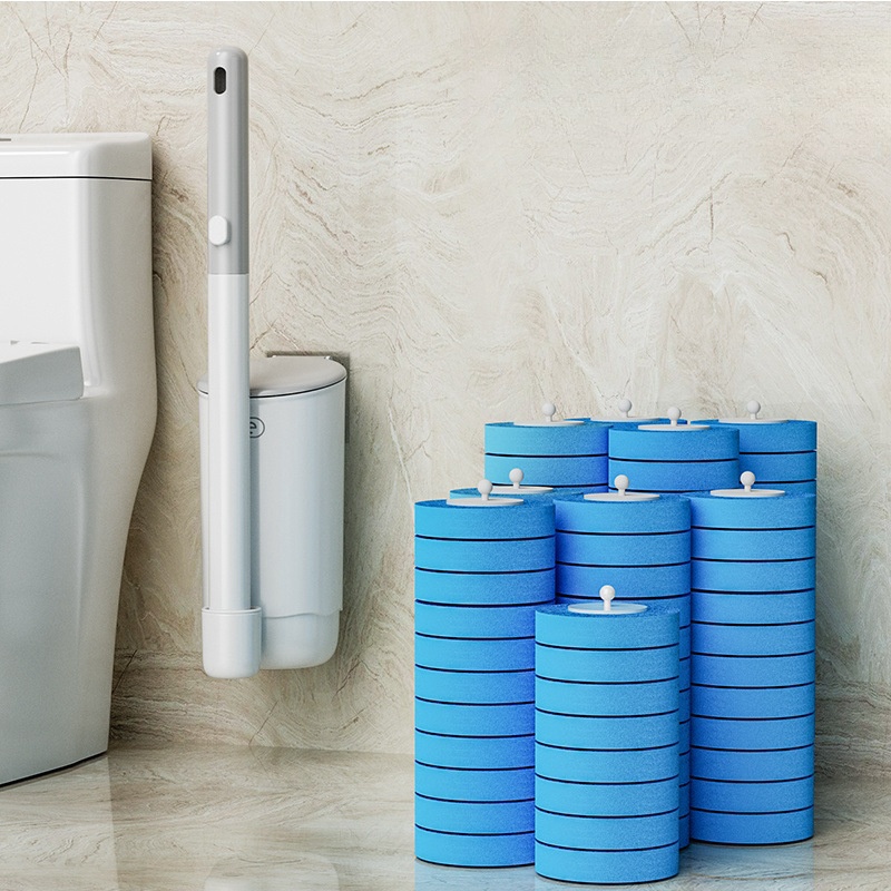Einweg-WC-Reinigungsbürsten-Set mit Ersatzköpfen, WC-Bürstenhalter-Set, langer Griff, flexibles Badezimmer-Zubehör