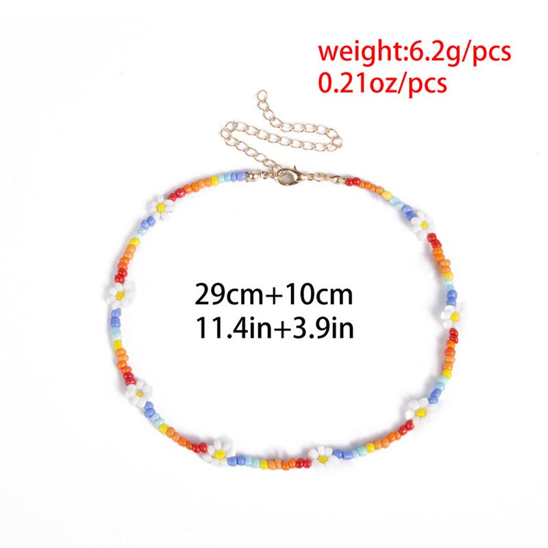 Handgemaakte Daisy Sieraden Boho Stijl Regenboog Kleur Kralen Choker Ketting Voor Vrouwen Meisje Collier Femme Zomer Bijoux