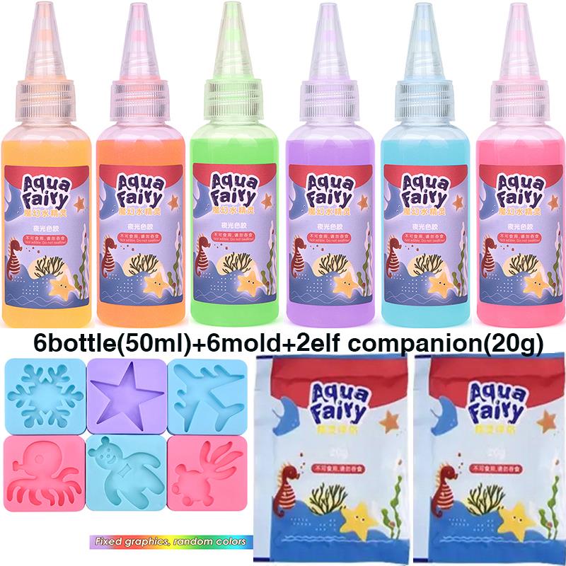 Leuchtende Fee, magische Wasserelfe, leuchtet im Dunkeln, ozeanische Form, Aqua-Fee-Gel-Sets, DIY-Handwerk, Materialien, für Kinder: plum