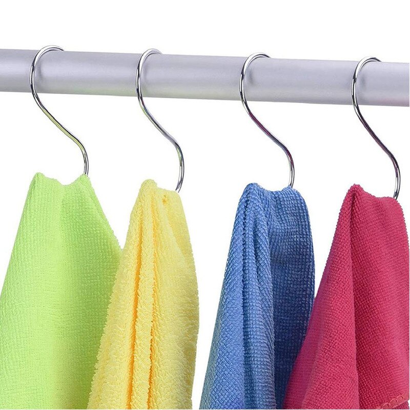 10pcs Stainless Steel S-Shape Hooks Kitchen Bedroom Black Silver Railing S Hanger Hook Clasp Holder Hooks Hanging Storage Tools