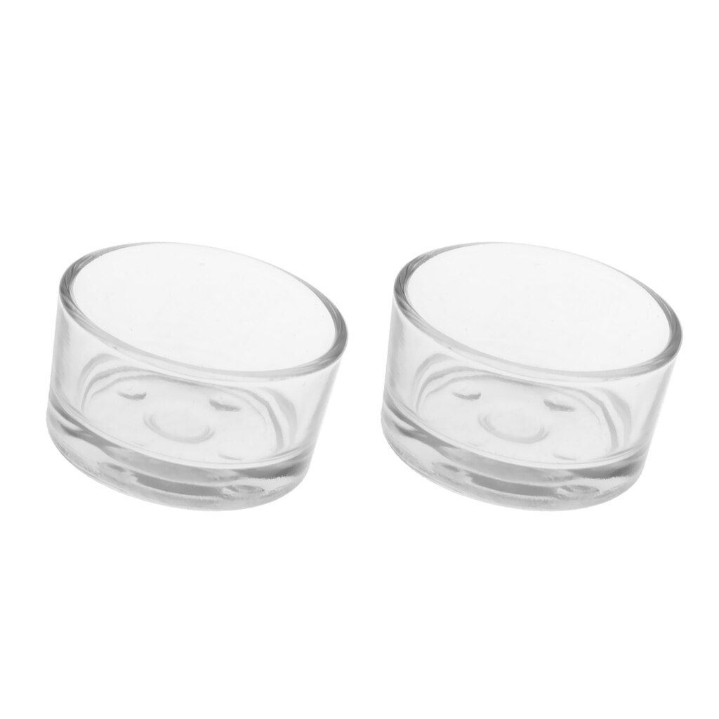 2 Pcs Transparent Glass Reptile Lizard Water Food Bowl Feeder Bowl Basin