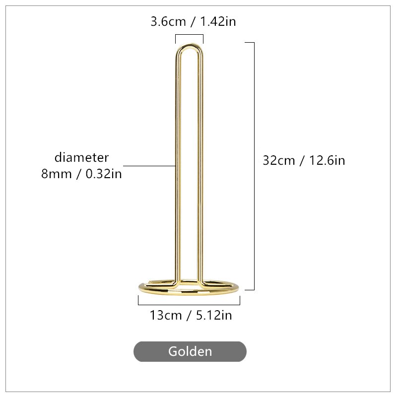 Køkkenrullepapirholder håndklædestativ rustfrit stål toiletpapirstand spisestue bordpapirstand rose guldservietter rack 1pc: Gylden