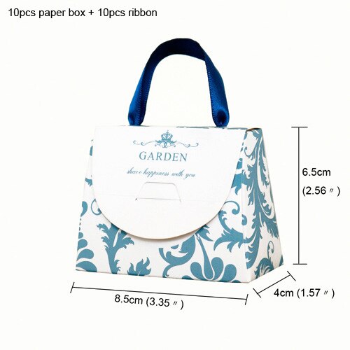 10pcs Floral Paper Storage Box Cute Pink Dot Handbag Box School Office Desk Accessories Stationery Pencil Organizer: blue 10pcs