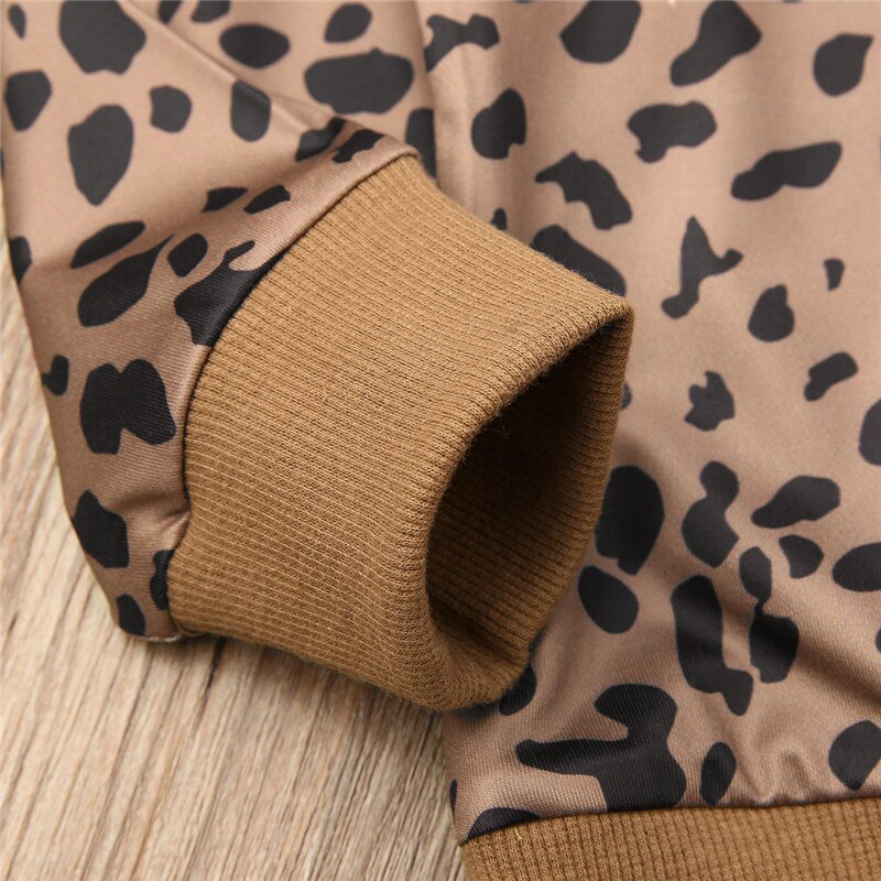 Canis chico Baby Girl de manga larga de leopardo estampado suéter Tops Casual Baby Girls sudadera